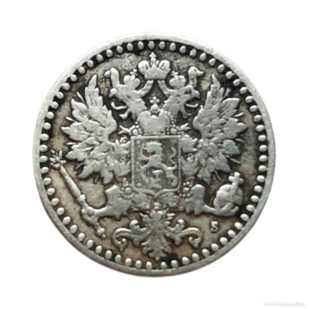 Moedas antigas da Europa: NT/ FINLANDIA 25 PENNIA Ag ALEJANDRO II 1871 (M478)