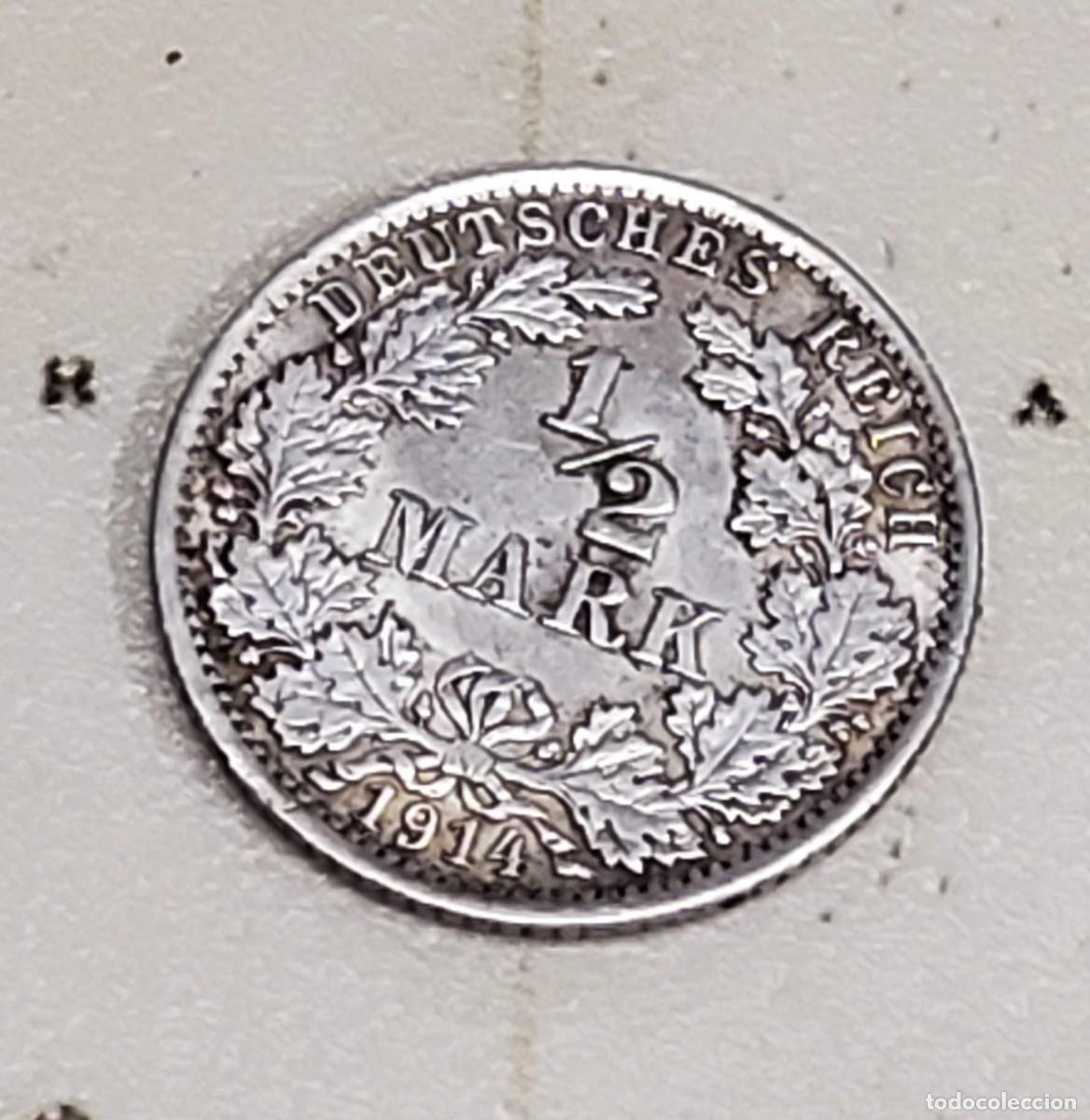 Monedas antiguas de Europa: 1/2 marco de plata de ALEMANIA del a&ntilde;o 1914-A. SIN CIRCULAR