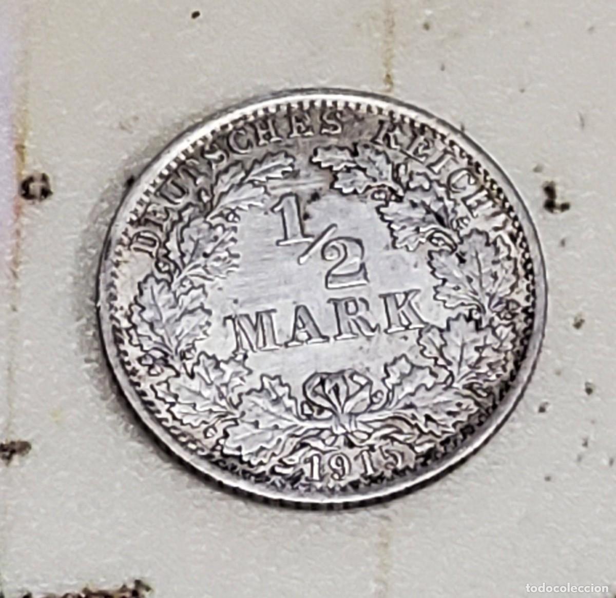 Monedas antiguas de Europa: 1/2 marco de plata de ALEMANIA del a&ntilde;o 1915-A. SIN CIRCULAR