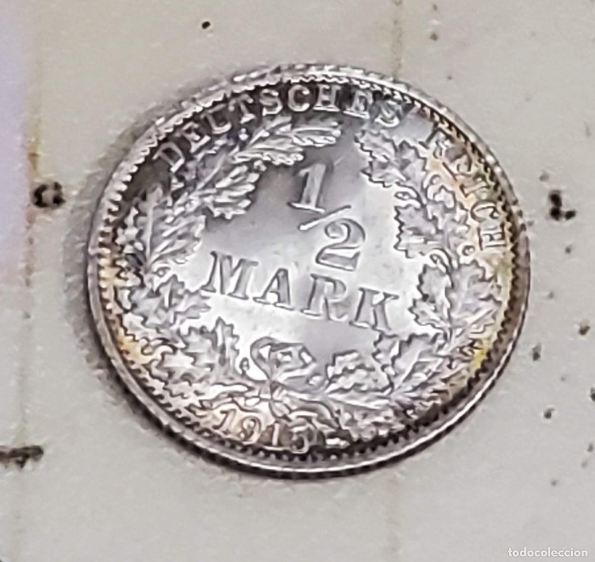 Monedas antiguas de Europa: 1/2 marco de plata de ALEMANIA del a&ntilde;o 1915-D. SIN CIRCULAR.LUJ0