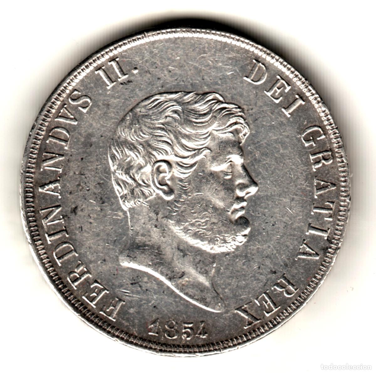 Monedas antiguas de Europa: ITALIA piastra 120 grana plata 1854 Rey Fernando II
