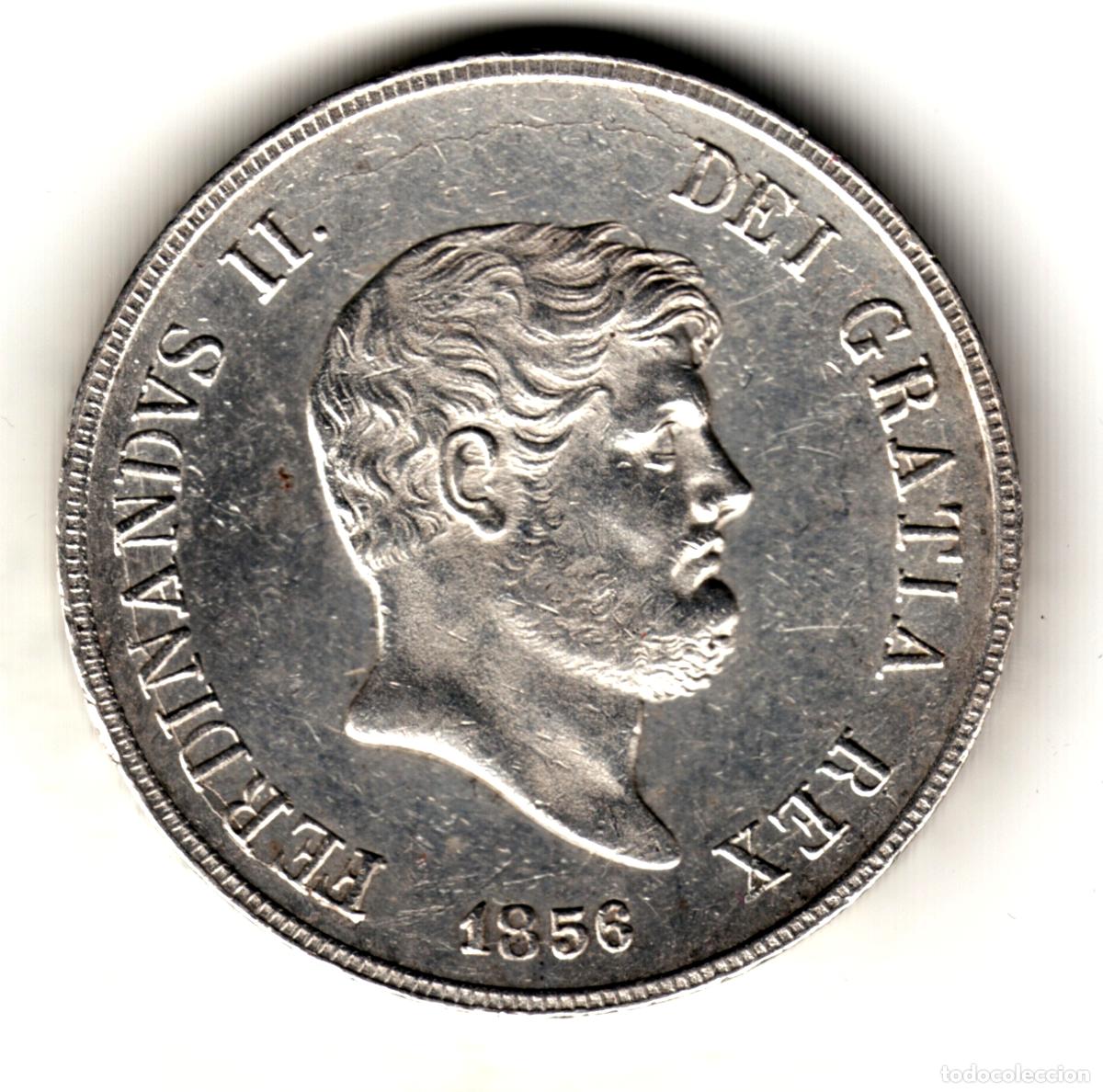 Monedas antiguas de Europa: ITALIA piastra 120 grana plata 1856 Rey Fernando II