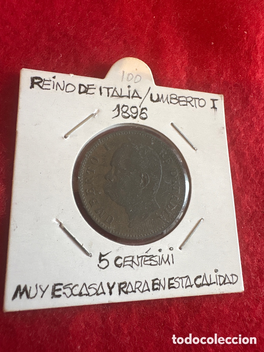 Monedas antiguas de Europa: Moneda 5 centesimi 1896, Umberto I, Italia (A1)
