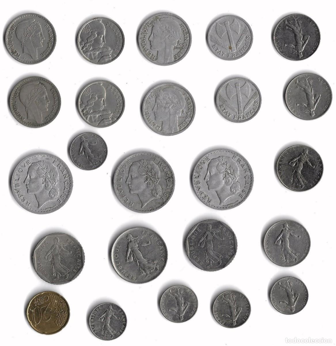 Monedas antiguas de Europa: 24 Monedas Francesas Variadas &ndash; Oportunidad para Coleccionistas