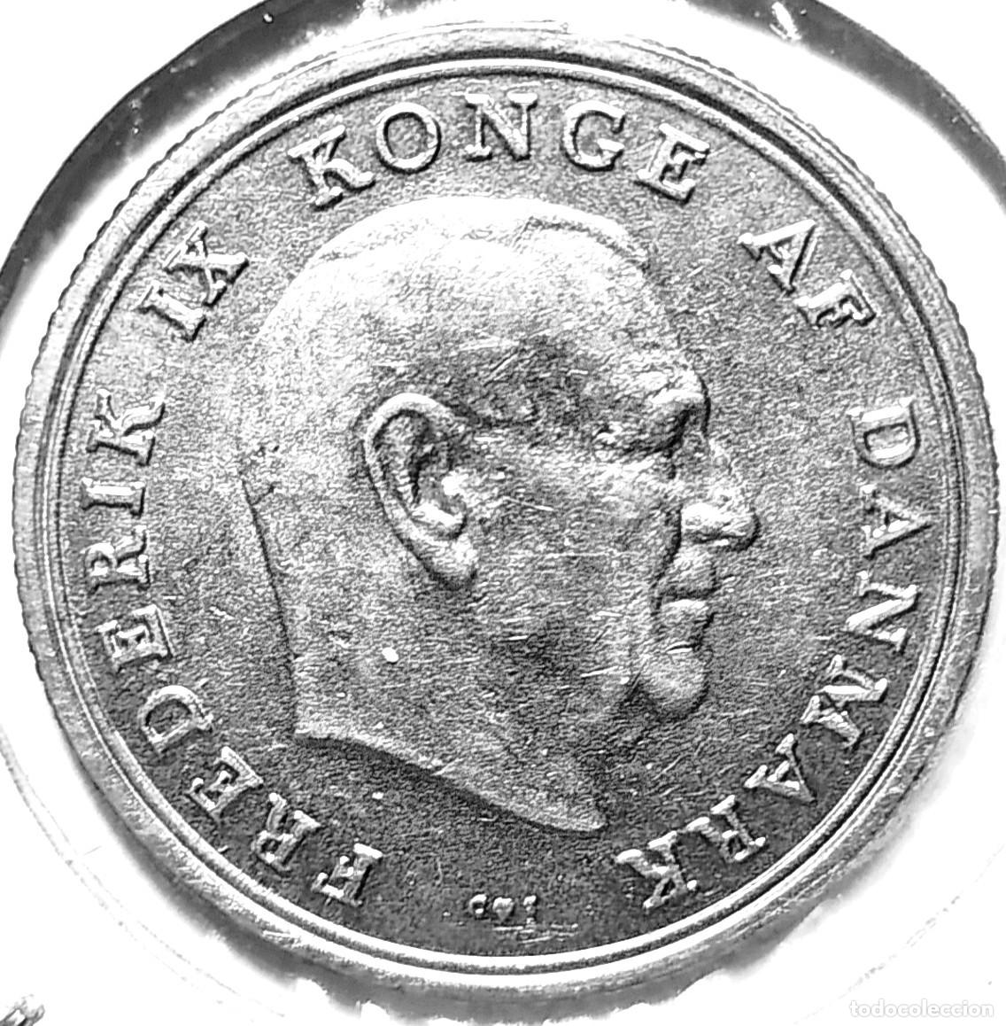 Moedas antigas da Europa: DINAMARCA (1947-1972) - 1 CORONA 1967 - REY FEDERICO IX - A - 6,80 GR. COBRE-NICKEL - DIAM 25,50 mm