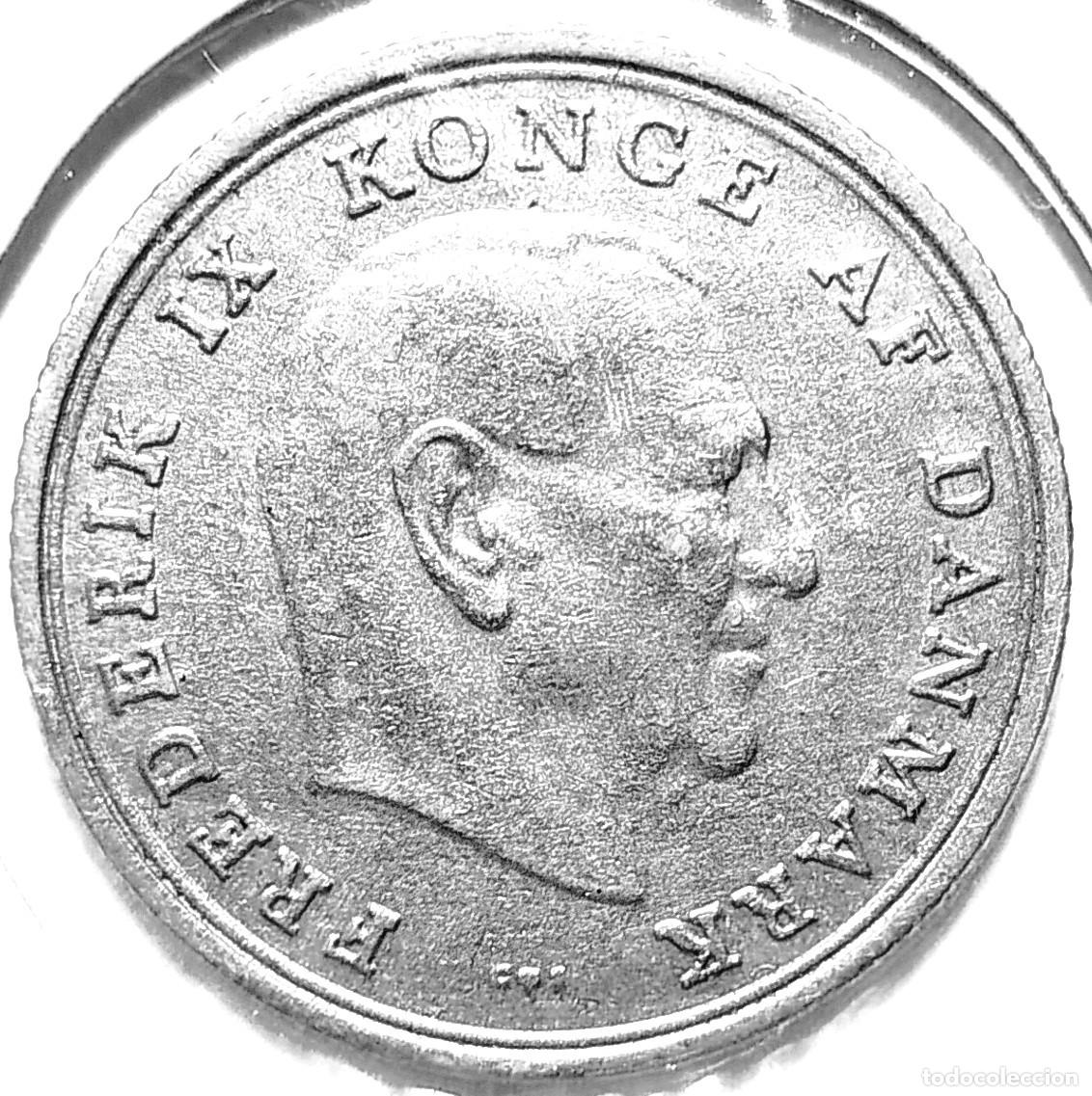 Moedas antigas da Europa: DINAMARCA (1947-1972) - 1 CORONA 1969 - REY FEDERICO IX - A - 6,80 GR. COBRE-NICKEL - DIAM 25,50 mm