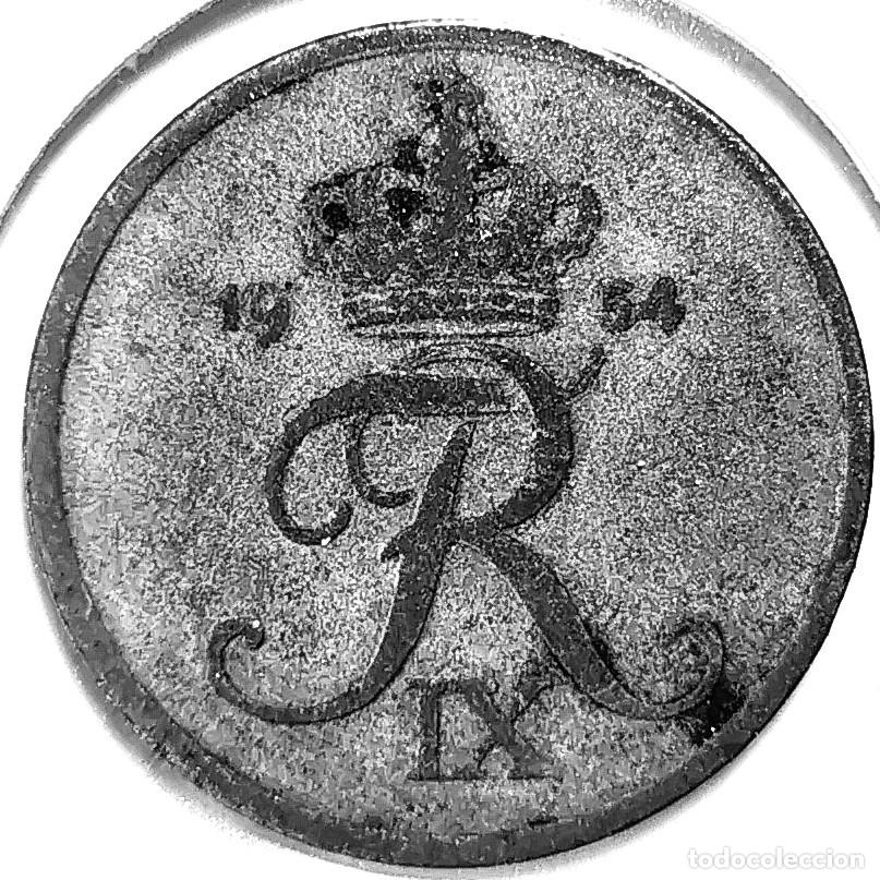 Monedas antiguas de Europa: DINAMARCA (1947-1972) - 2 ORE 1954 - REY FEDERICO IX - A - 3,20 GR. ZINC - DIAMETR 20,80 mm - KM#840