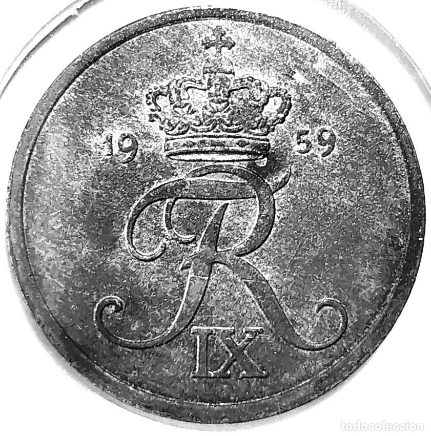 Monedas antiguas de Europa: DINAMARCA (1947-1972) - 2 ORE 1959 - REY FEDERICO IX - A - 3,20 GR. ZINC - DIAMETR 20,80 mm - KM#840