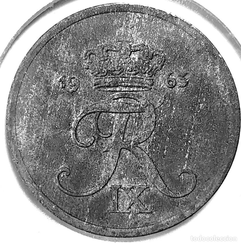 Monedas antiguas de Europa: DINAMARCA (1947-1972) - 2 ORE 1963 - REY FEDERICO IX - A - 3,20 GR. ZINC - DIAMETR 20,80 mm - KM#840