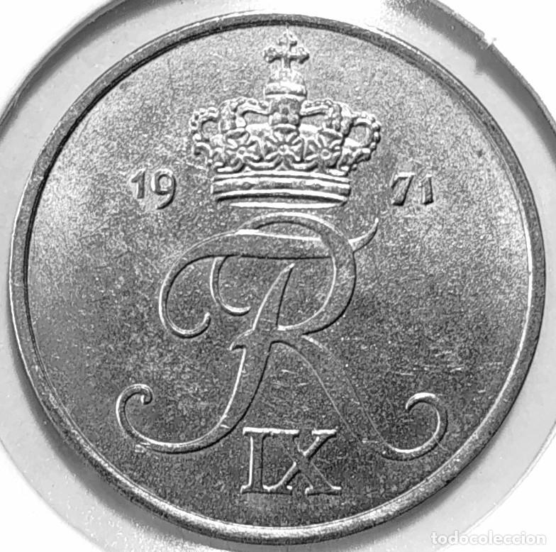 Moedas antigas da Europa: DINAMARCA (1947-1972) - 2 ORE 1971 - REY FEDERICO IX - A - 3,20 GR. ZINC - DIAMETR 20,80 mm - KM#840