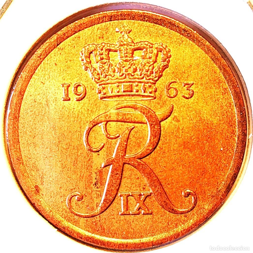 Monedas antiguas de Europa: DINAMARCA (1947-1972) - 5 ORE 1963 - REY FEDERICO IX - A - 6 GR. BRONCE - DIAMETRO 24 mm - KM#848