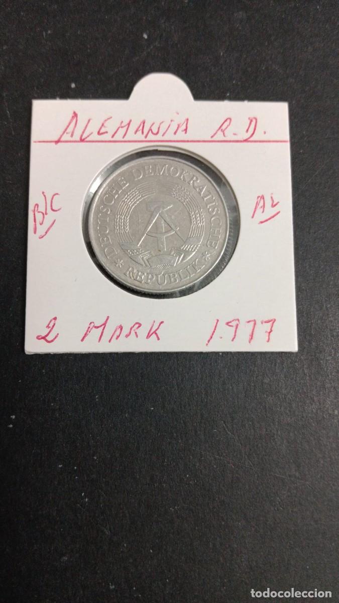 Monedas antiguas de Europa: ALEMANIA DEMOCRATICA 2 MARK 1977 BC KM=48(ALUMINIO)