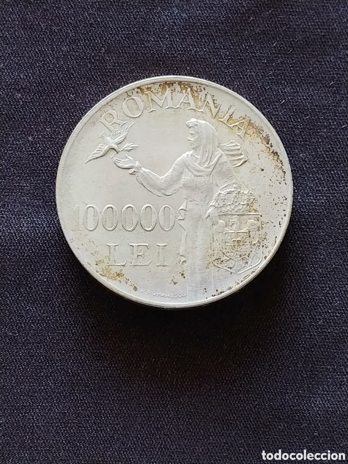 Monedas antiguas de Europa: Rumania, 100000 Lei 1946, plata .700 mls., &iexcl;conservaci&oacute;n!