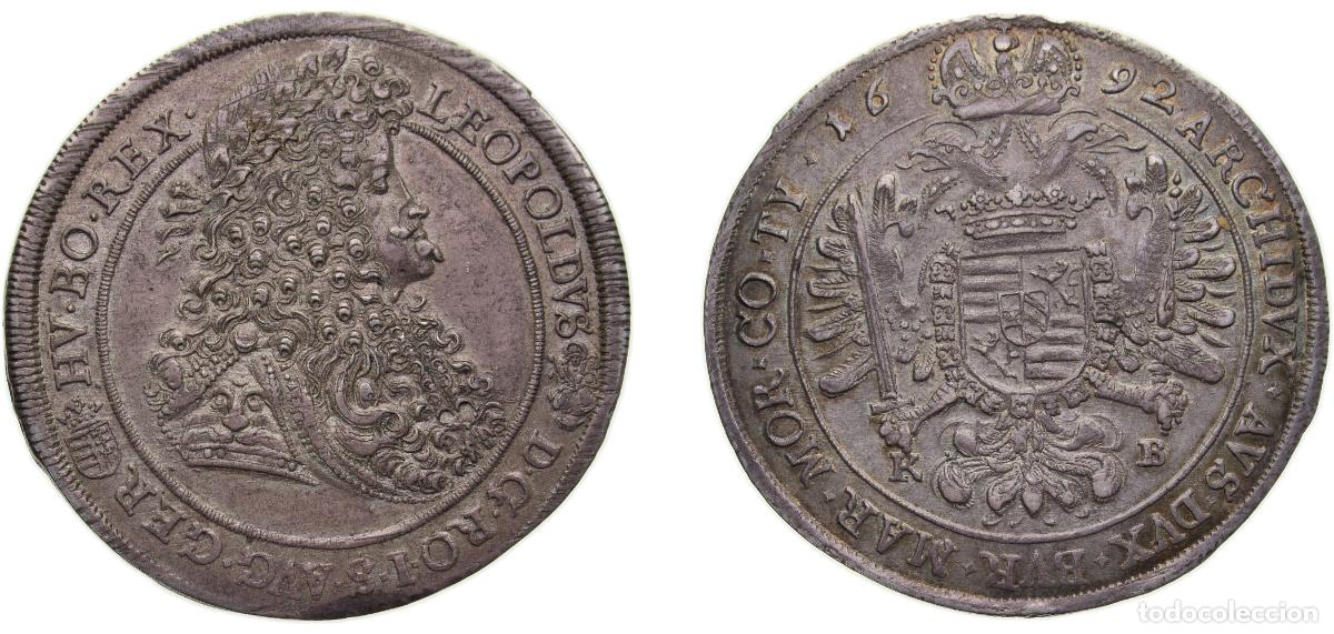Monedas antiguas de Europa: Hungary Kingdom 1692 KB 1 Tall&eacute;r - I. Lip&oacute;t (1657-1705) Silver Kremnica mint 28.7g AU &Eacute;H1020 &Eacute;H1021