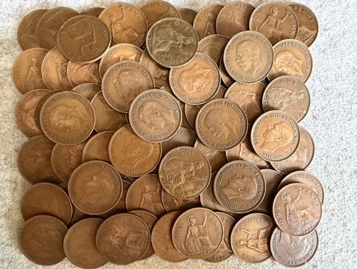 Monedas antiguas de Europa: Lote de monedas de Reino Unido +600gr