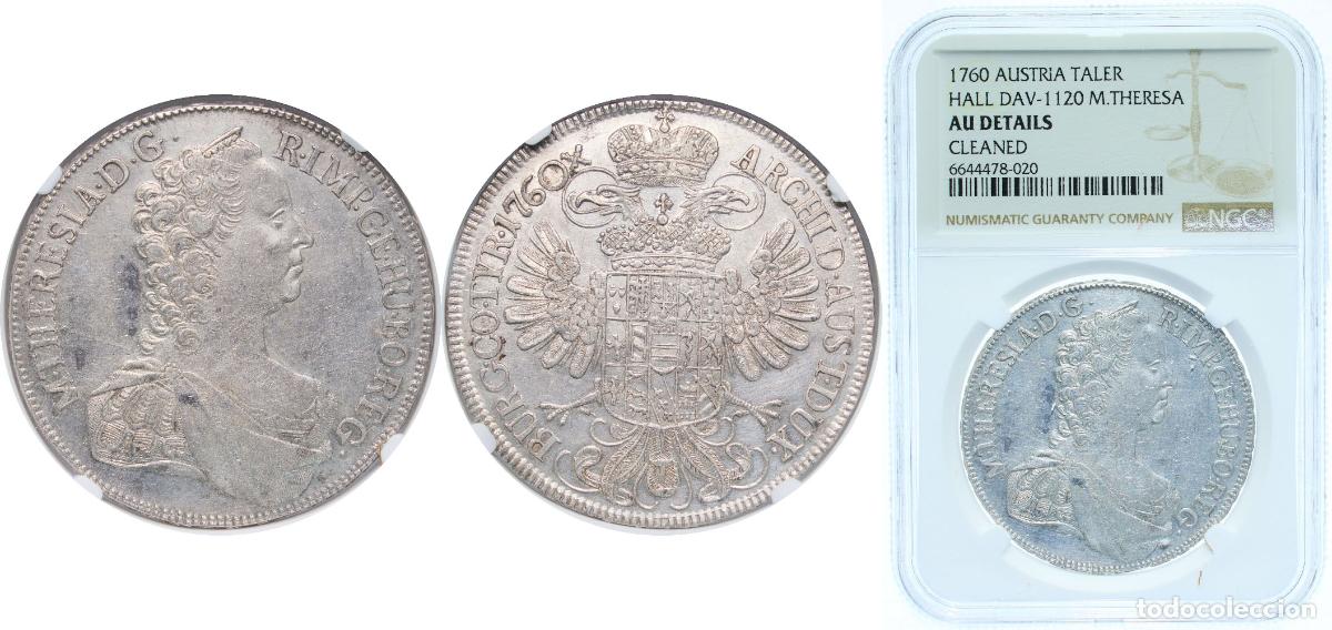 Monedas antiguas de Europa: Austria Archduchy of Austria 1760 1 Thaler - Maria Theresia (Hall) Silver (.875) 28.82g NGC AU KM 1
