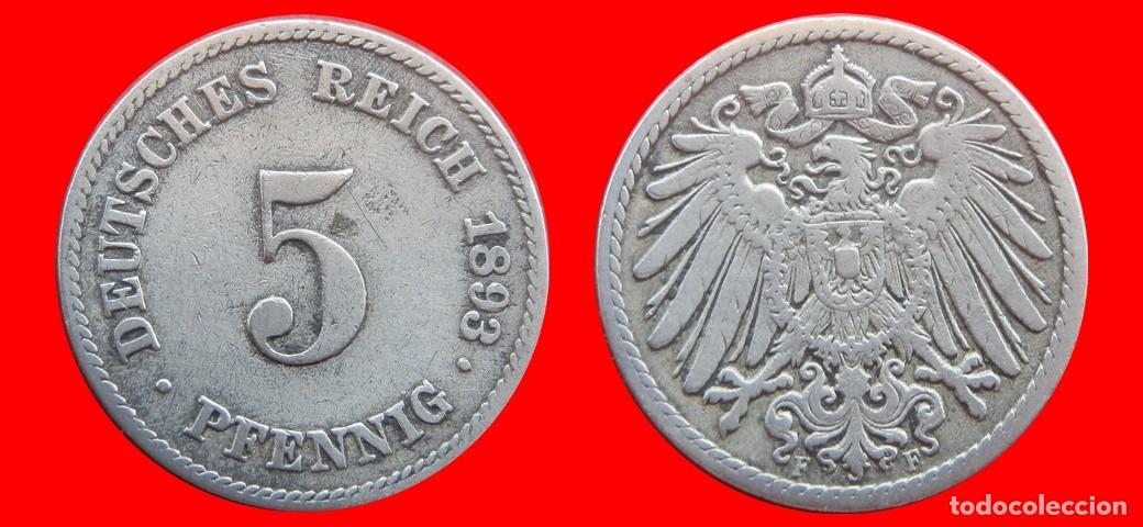 Monedas antiguas de Europa: 5 PFENNIG 1893F IMPERIO ALEMANIA-150560