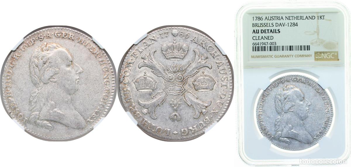 Monedas antiguas de Europa: Austrian Netherlands Possession 1786 1 Kronenthaler - Joseph II (Type 1) Silver (.873) Royal Mint o