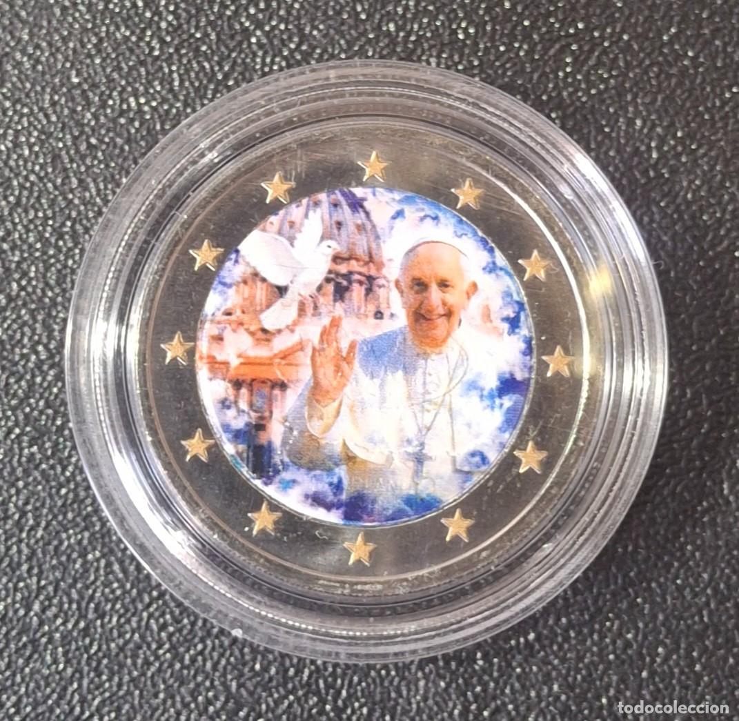 Moedas antigas da Europa: Francia 2 Euro Color Papa Francesco (SC)