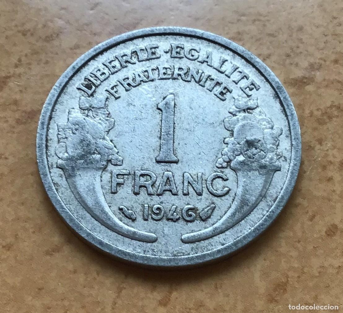 Moedas antigas da Europa: 1 franco de Francia. A&ntilde;o 1946