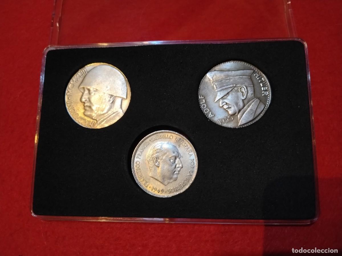 Monedas antiguas de Europa: COLECCI&Oacute;N MONEDAS(FRANCISCO FRANCO 1949,ESPA&Ntilde;A-MVSSOLINI.MCMXLIII,ITALIA-ADOLF HITLER 1935,ALEMANIA)