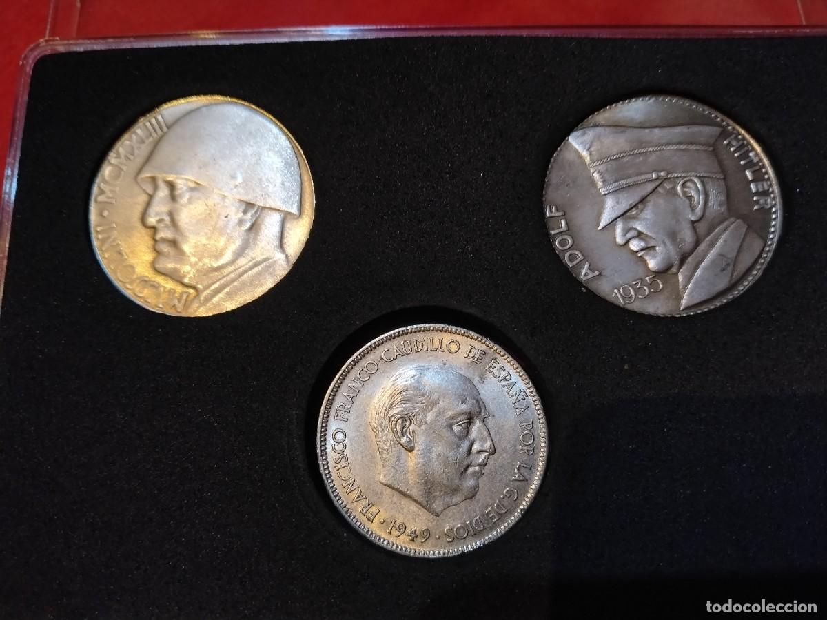 Monedas antiguas de Europa: COLECCI&Oacute;N MONEDAS(FRANCISCO FRANCO 1949,ESPA&Ntilde;A-MVSSOLINI.MCMXLIII,ITALIA-ADOLF HITLER 1935,ALEMANIA)