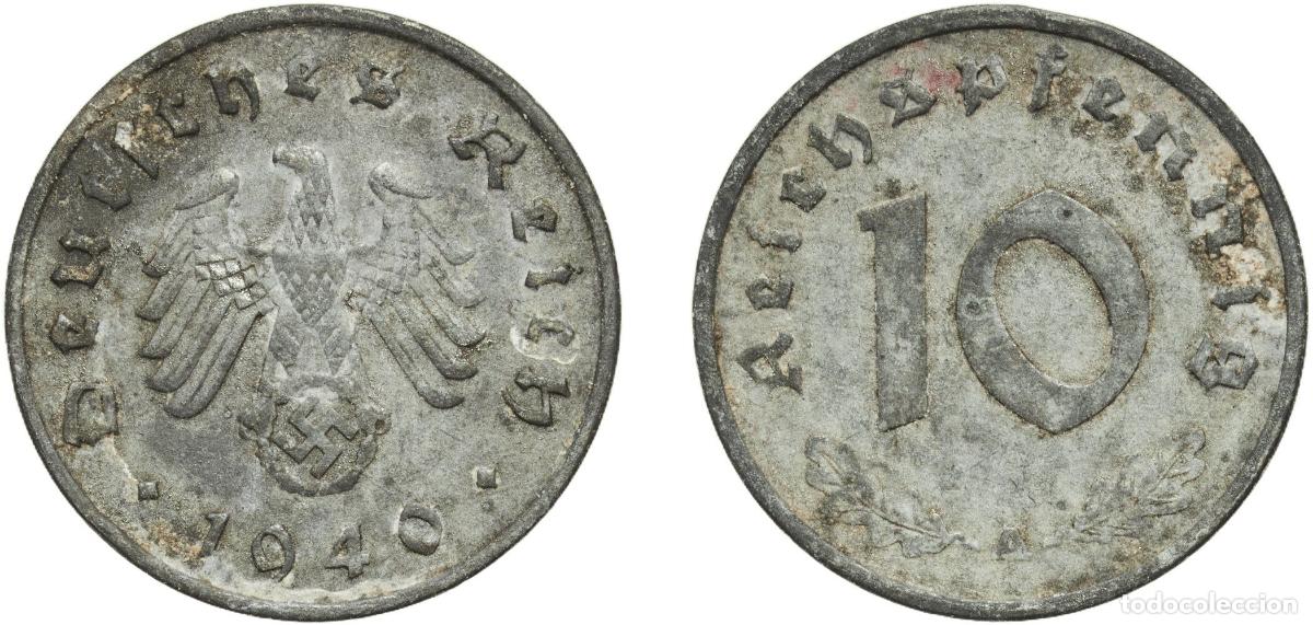 Monedas antiguas de Europa: Germany Third Reich 1940 A 10 Reichspfennig Zinc Berlin Mint (212947789) 3.55g XF KM 101 AKS 47 J