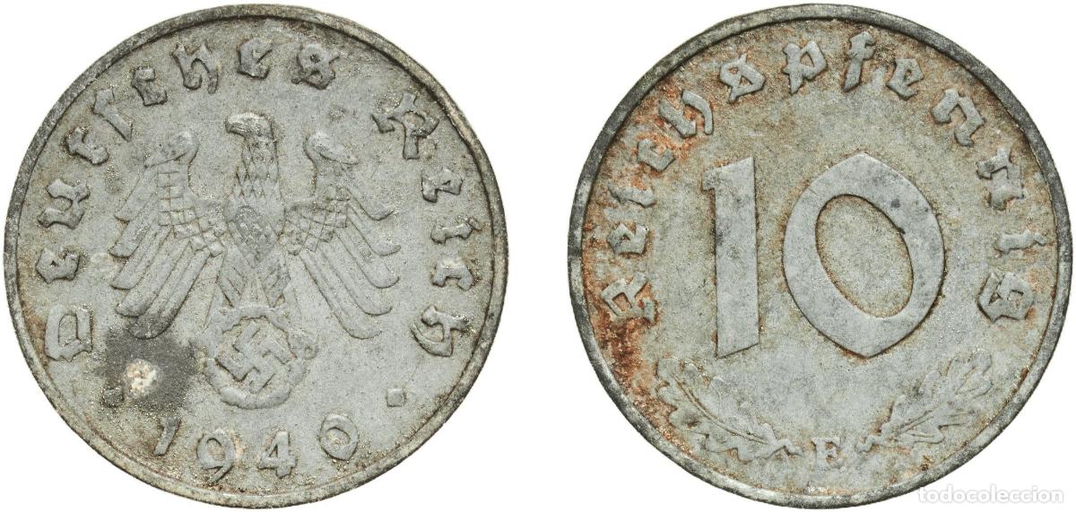 Monedas antiguas de Europa: Germany Third Reich 1940 E 10 Reichspfennig Zinc Muldenh&uuml;tten Mint (34349650) 3.49g XF KM 101 AKS