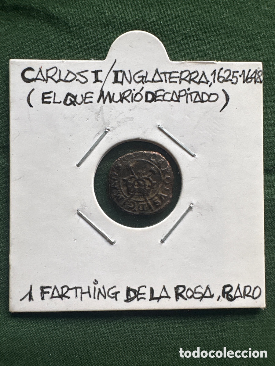 Monedas antiguas de Europa: Moneda Carlos I, Inglaterra 1625-1648, 1 Farthing De la Rosa (A1)