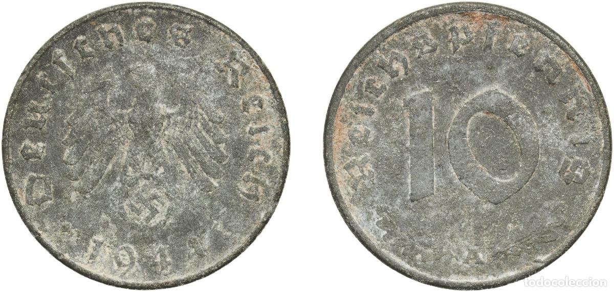Monedas antiguas de Europa: Germany Third Reich 1944 A 10 Reichspfennig Zinc Berlin Mint (84163871) 3.61g VF KM 101 AKS 47 J 3