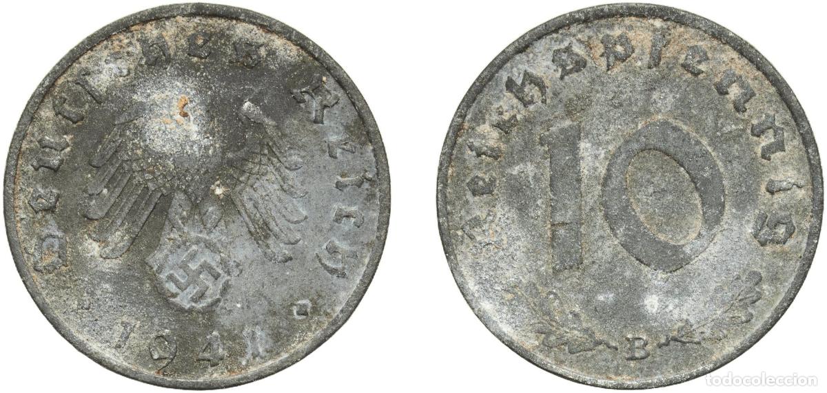 Monedas antiguas de Europa: Germany Third Reich 1941 B 10 Reichspfennig Zinc Vienna Mint (70747430) 3.47g XF KM 101 AKS 47 J 3