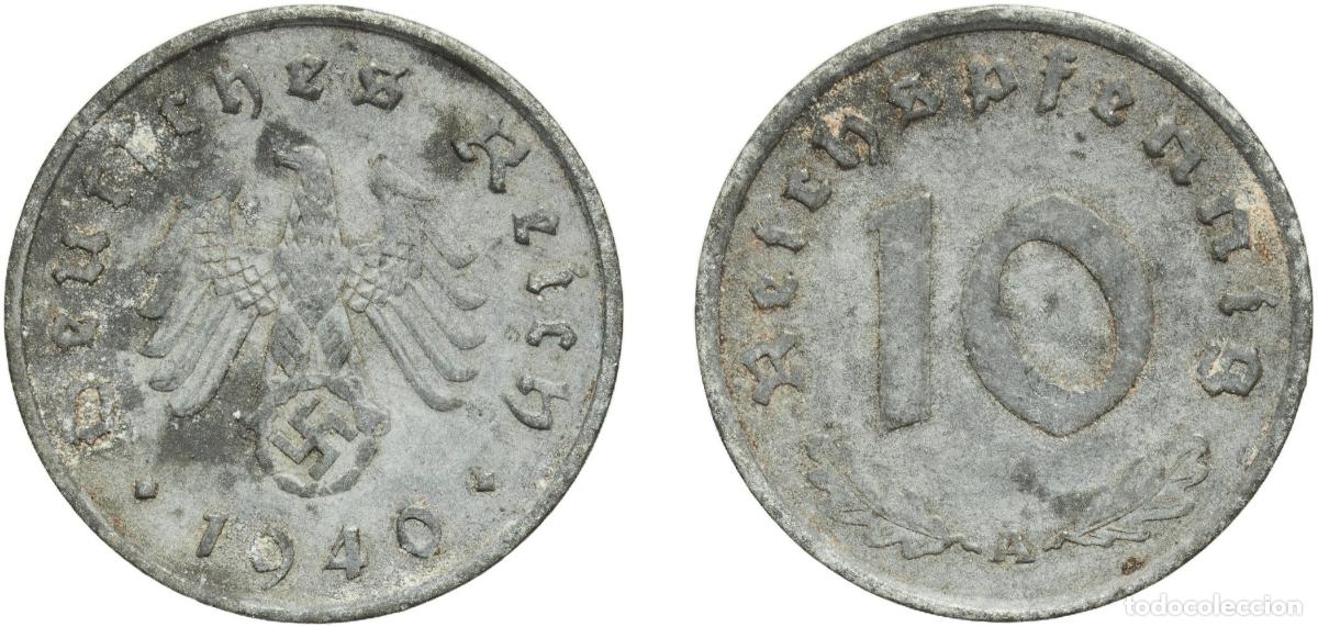 Monedas antiguas de Europa: Germany Third Reich 1940 A 10 Reichspfennig Zinc Berlin Mint (212947789) 3.5g XF KM 101 AKS 47 J 3