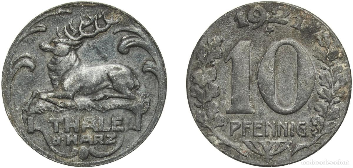 Monedas antiguas de Europa: Germany Thale am Harz, City of Weimar Republic 1921 10 Pfennigs - Thale am Harz Zinc L. Chr. Lauer