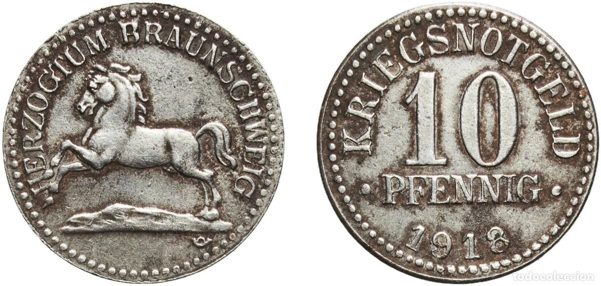Monedas antiguas de Europa: Germany Brunswick, Federal state of 1918 10 Pfennigs - Braunschweig (Herzogtum) Zinc L. Chr. Lauer