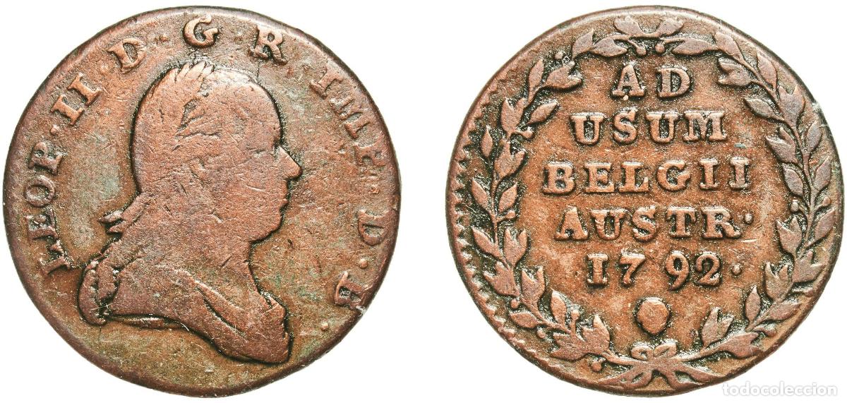 Monedas antiguas de Europa: Austrian Netherlands Possession 1792 2 Liards / Oorden - Leopold II Copper Brussels Mint (83368) 7.