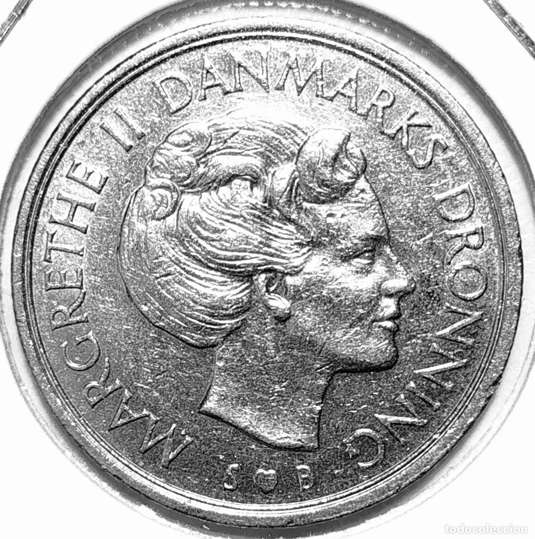 Monedas antiguas de Europa: DINAMARCA (1973-1989) - 1 CORONA 1976 - REINA MARGARITA II - A - 6,80 GR. CUPRONIQUEL