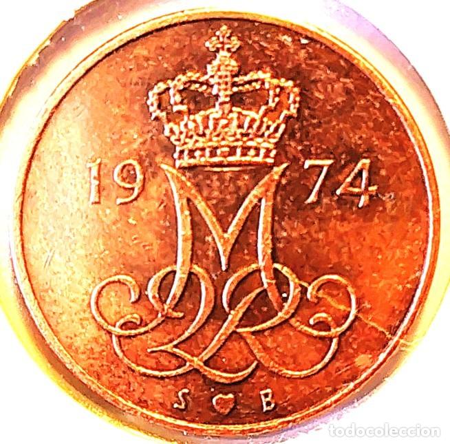 Monedas antiguas de Europa: DINAMARCA (1973-1989) - 5 ORE 1974 - REINA MARGARITA II - A - 1,60 GR. HIERRO COBREADO - DIAMETRO 15