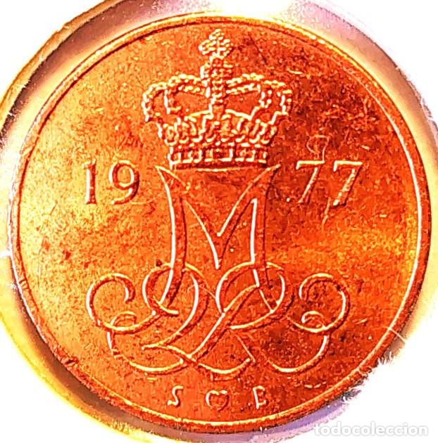 Monedas antiguas de Europa: DINAMARCA (1973-1989) - 5 ORE 1977 - REINA MARGARITA II - A - 1,60 GR. HIERRO COBREADO - DIAMETRO 15