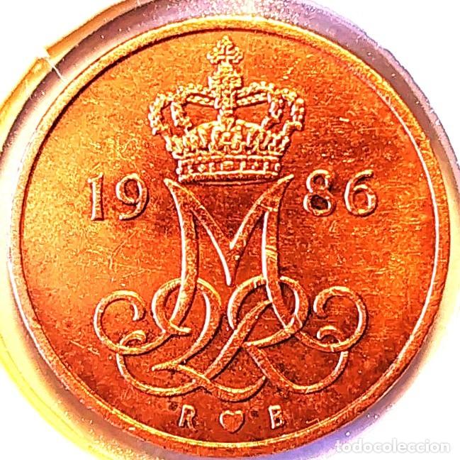 Monedas antiguas de Europa: DINAMARCA (1973-1989) - 5 ORE 1986 - REINA MARGARITA II - A - 1,60 GR. HIERRO COBREADO - DIAMETRO 15