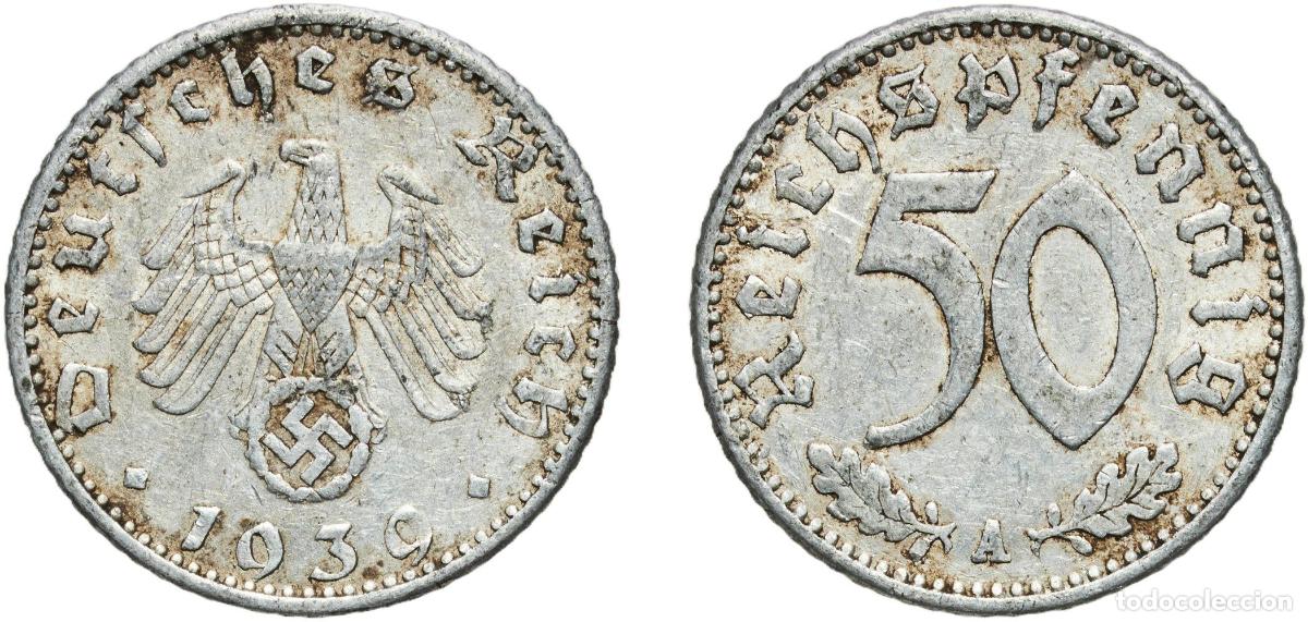 Monedas antiguas de Europa: Germany Third Reich 1939 A 50 Reichspfennig Aluminium Berlin Mint (5000000) 1.33g XF KM 96 AKS 43