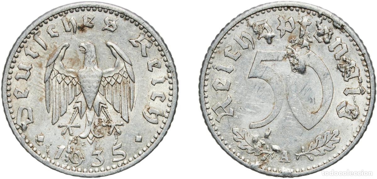 Monedas antiguas de Europa: Germany Third Reich 1935 A 50 Reichspfennig Aluminium Berlin Mint (75911893) 1.33g AU KM 87 AKS 41