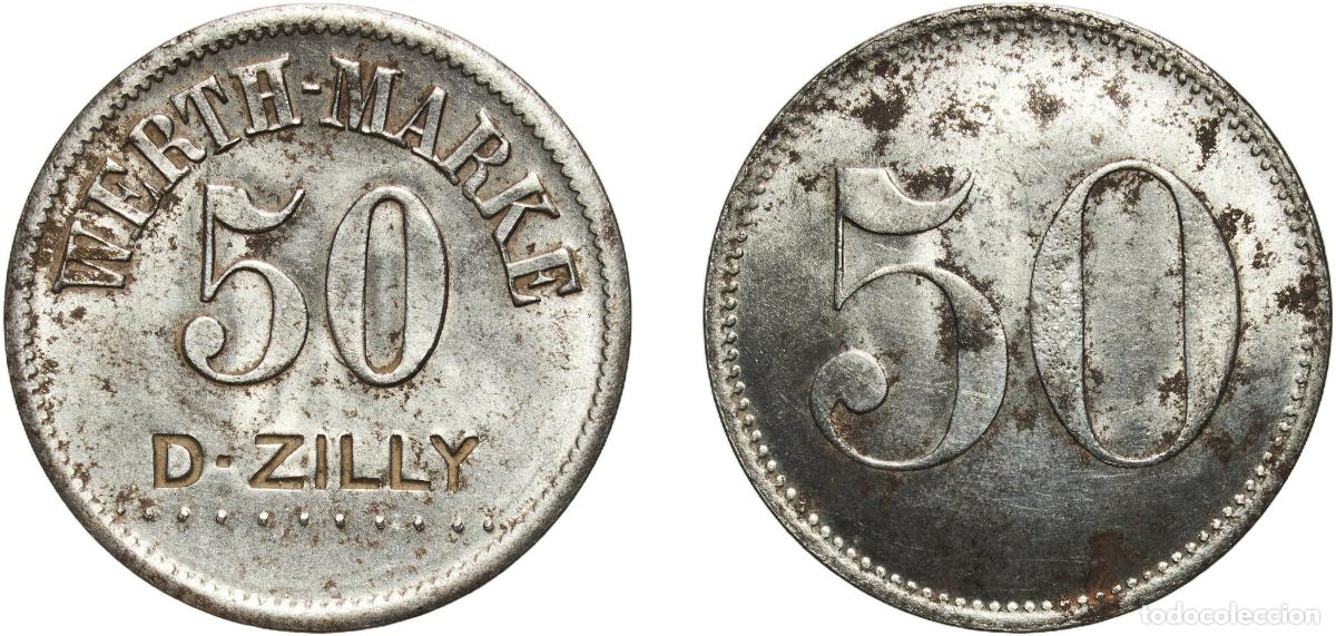 Monedas antiguas de Europa: Germany German notgeld ND 50 Pfennigs - Zilly (D - Zilly) Iron 3.87g AU Men05 27998.7 Men18 35118.