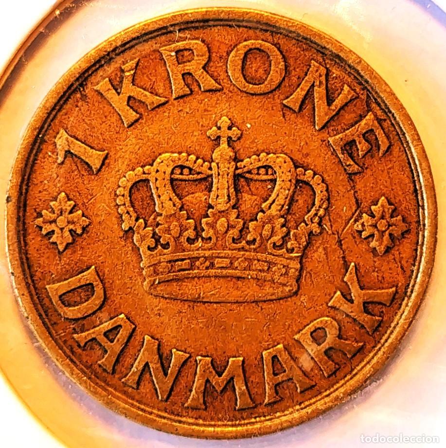 Moedas antigas da Europa: DINAMARCA (1912-1947) - 1 CORONA 1925 - REY CRISTIAN X - A - 6,50 GR. BRONCE DE ALUMINIO - KM#824