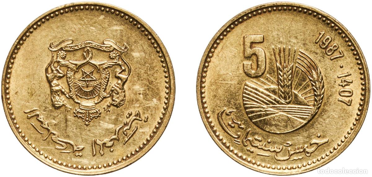 Monedas antiguas de Europa: Morocco Kingdom AH1407 (1987) 5 Santimat / Centimes - Hassan II (FAO) Aluminium bronze Dar As-Sikka