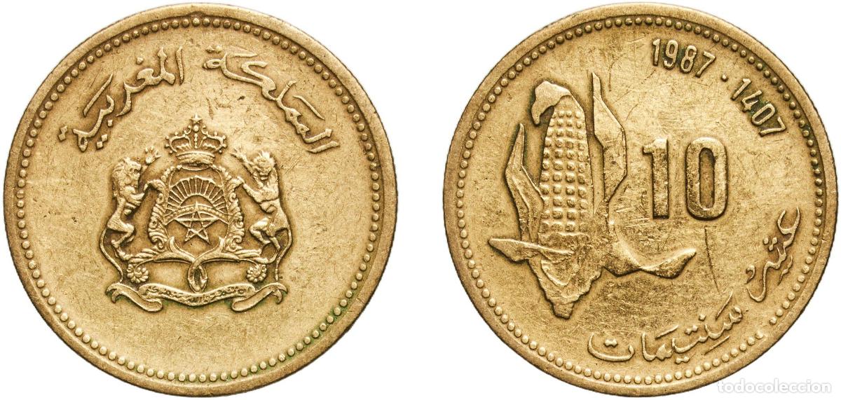 Monedas antiguas de Europa: Morocco Kingdom AH1407 (1987) 10 Santimat / Centimes - Hassan II (FAO) Aluminium bronze Dar As-Sikk