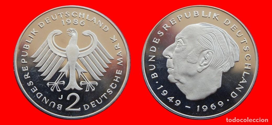 Monedas antiguas de Europa: 2 MARCOS 1986-J THEODORE HEUSS PROOF BRD ALEMANIA-150597