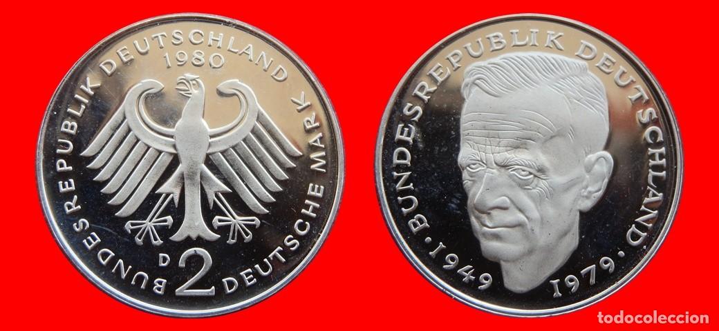Monedas antiguas de Europa: 2 MARCOS 1980-D KURT SCHUMACHER PROOF BRD ALEMANIA-150598