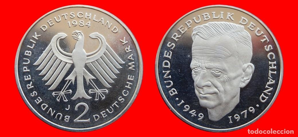 Monedas antiguas de Europa: 2 MARCOS 1984-J KURT SCHUMACHER PROOF BRD ALEMANIA-150605