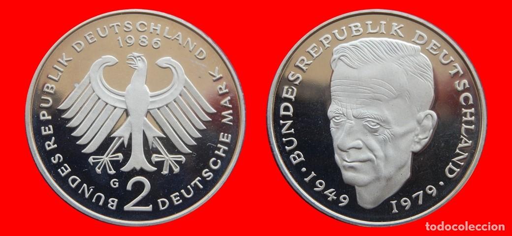 Monedas antiguas de Europa: 2 MARCOS 1986-G KURT SCHUMACHER PROOF BRD ALEMANIA-150608
