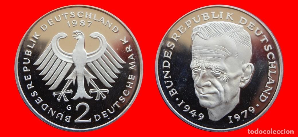 Monedas antiguas de Europa: 2 MARCOS 1987-G KURT SCHUMACHER PROOF BRD ALEMANIA-150610